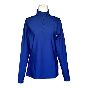 Ibex Nomad Blue Wool Blend Quarter Snap Pullover Top Women’s M